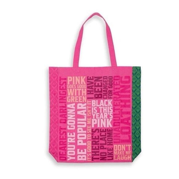 Wicked for Good Pink and Green Word Cloud Double Sided Large Canvas Tote Bag - Picture 1 of 4